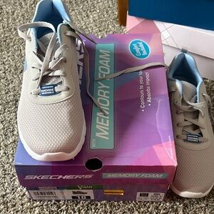 Skechers Gray and Blue Memory Foam Sneakers